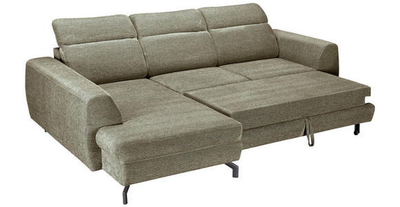 ECKSOFA Olivgrün Chenille - Schwarz/Olivgrün, KONVENTIONELL, Textil/Metall (185/240cm) - Carryhome