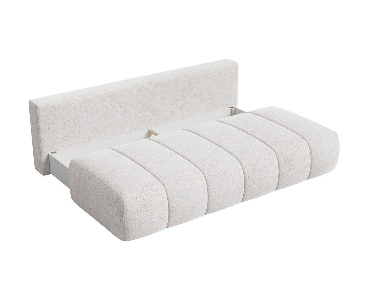 SCHLAFSOFA Chenille Creme  inkl. Zierkissen, Rückenkissen, Bettkasten, Schlaffunktion, Rücken echt, Liegefläche im Originalstoff  - Creme/Schwarz, MODERN, Kunststoff/Textil (210/88/104cm) - Milino