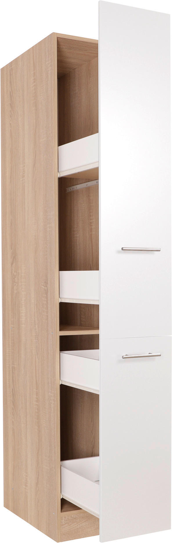 APOTHEKERSCHRANK 30/200/60 cm  in Weiß, Eichefarben  - Eichefarben/Silberfarben, Basics, Holzwerkstoff/Metall (30/200/60cm) - Respekta