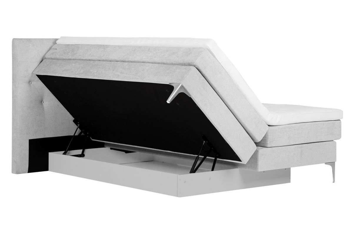 BOXSPRINGBETT 160/200 cm  in Hellgrau  - Chromfarben/Hellgrau, Design, Textil/Metall (160/200cm) - Welnova