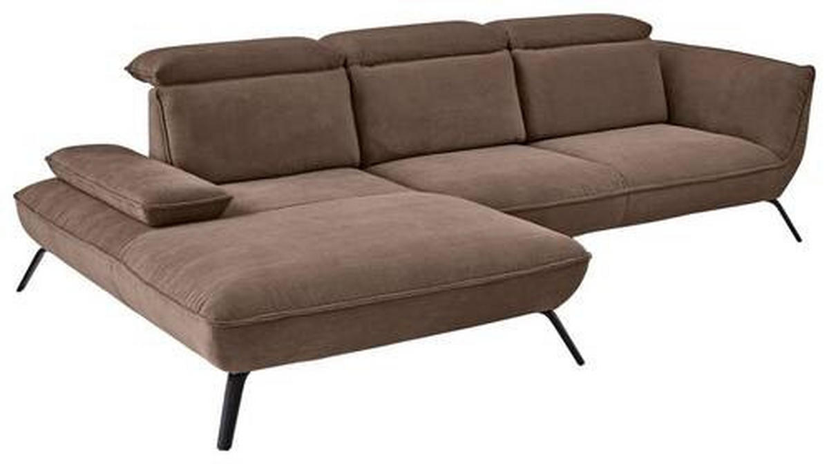 ECKSOFA in Cord Taupe  - Taupe/Schwarz, Design, Textil/Metall (202/301cm) - Moderano