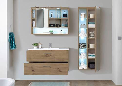 HOCHSCHRANK 55/160/30 cm  - Eichefarben, Natur, Glas/Holzwerkstoff (55/160/30cm) - Xora