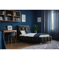 POLSTERBETT 90/200 cm, inkl. gepolstertes Kopfteil, Lattenrost, Bettkasten,  in Anthrazit  - Anthrazit, MODERN, Holz/Textil (90/200cm) - MID.YOU