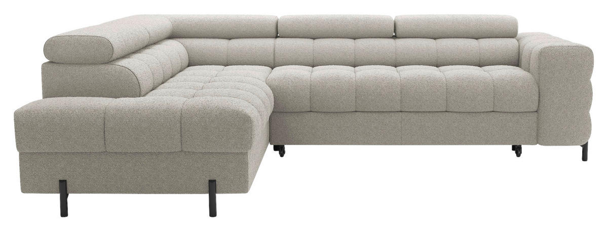 ECKSOFA FERUCCE in Teddystoff Beige  200/276 cm  - Beige/Schwarz, Design, Textil/Metall (200/276cm) - MID.YOU