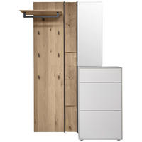 GARDEROBE 3-teilig  in 125/196/39 cm  - Eichefarben/Weiß, Design, Glas/Holz (125/196/39cm) - Johann Jakob
