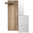 GARDEROBE 3-teilig  in 125/196/39 cm  - Eichefarben/Weiß, Design, Glas/Holz (125/196/39cm) - Johann Jakob