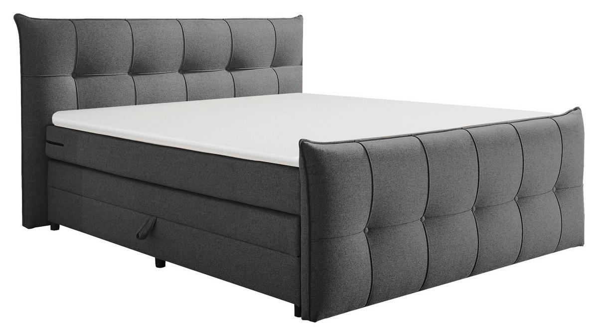 BOXSPRINGBETT 160/200 cm  in Anthrazit  - Anthrazit/Schwarz, MODERN, Holzwerkstoff/Kunststoff (160/200cm) - MID.YOU