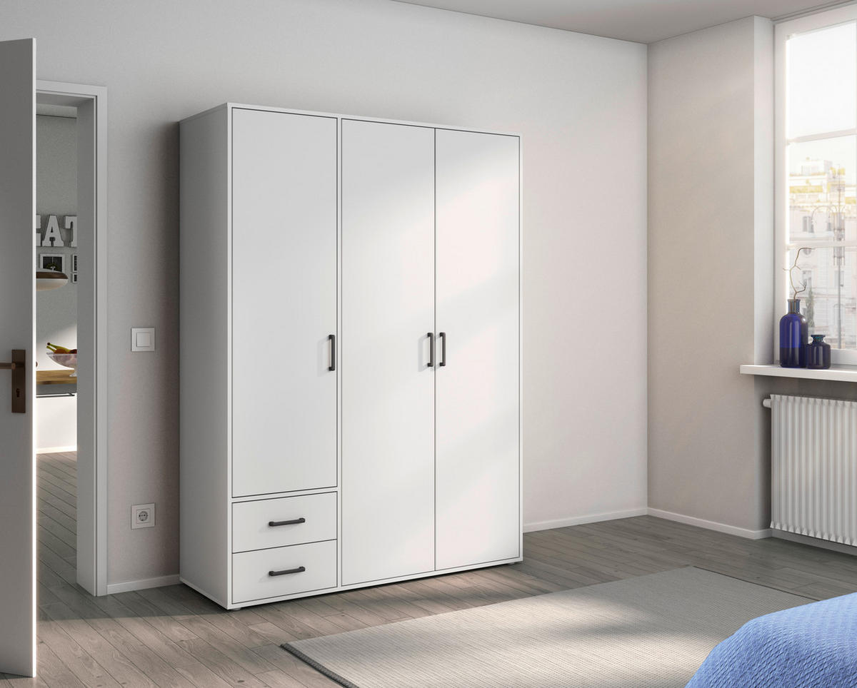 DREHTÜRENSCHRANK in Weiss  - Weiss/Grau, Modern, Holzwerkstoff/Kunststoff (140/194/53cm) - Rauch Möbel