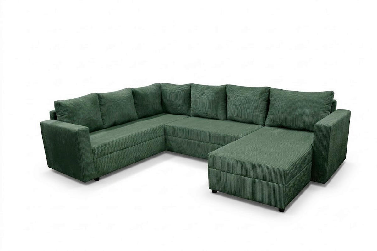 WOHNLANDSCHAFT Cord Grün  - Schwarz/Grün, Design, Kunststoff/Textil (223/304/156cm) - P & B