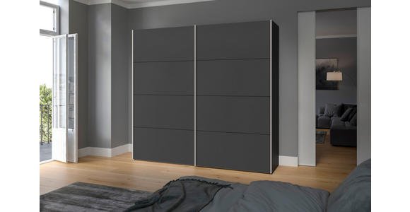 SCHWEBETÜRENSCHRANK  in Anthrazit, Schwarz  - Edelstahlfarben/Anthrazit, Design, Holzwerkstoff (253/236/65cm) - Carryhome