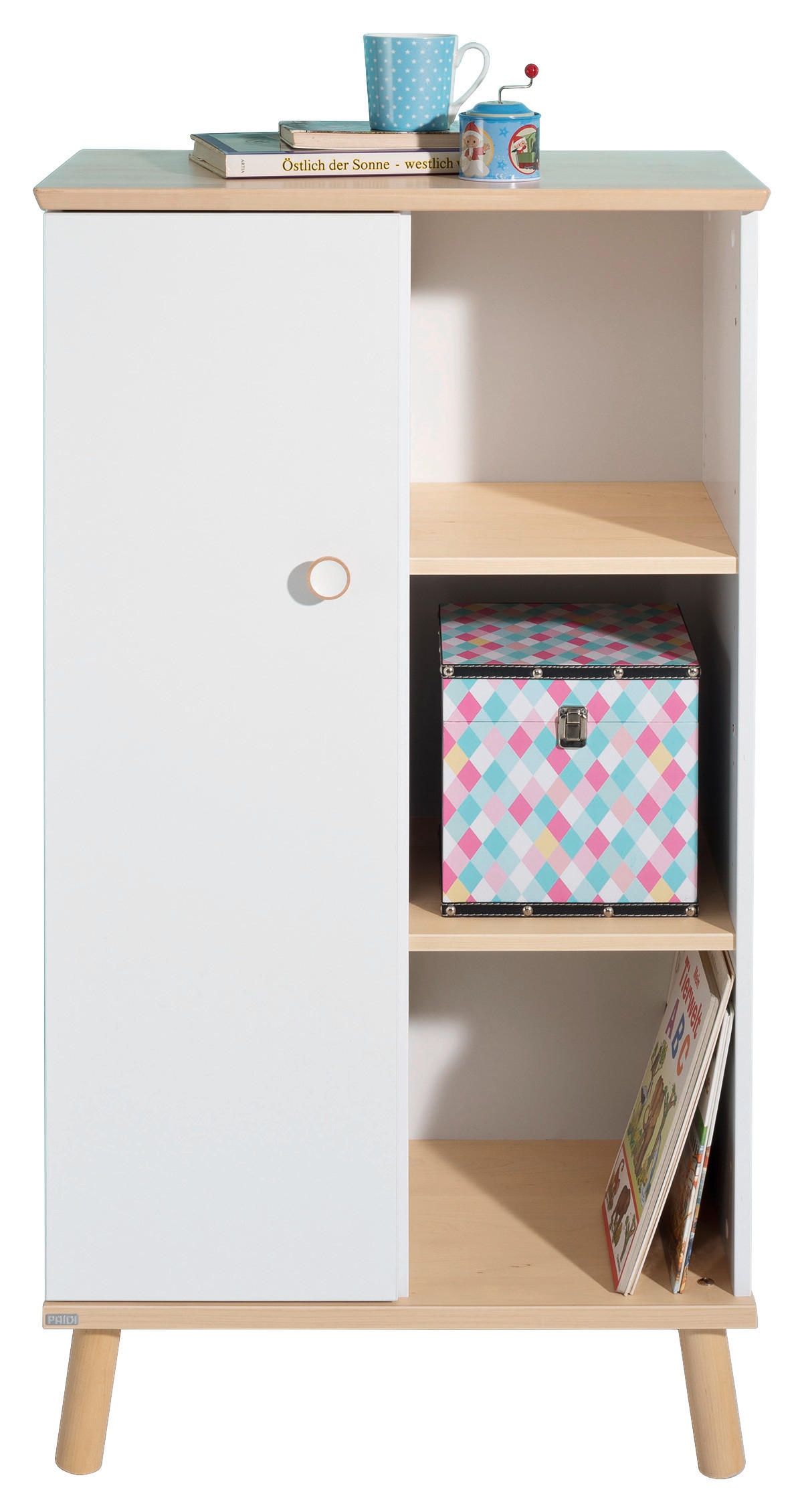 REGAL 67,6/121,9/40,3 cm Weiß, Birkefarben - Birkefarben/Weiß, Design, Holz/Holzwerkstoff (67,6/121,9/40,3cm) - Paidi