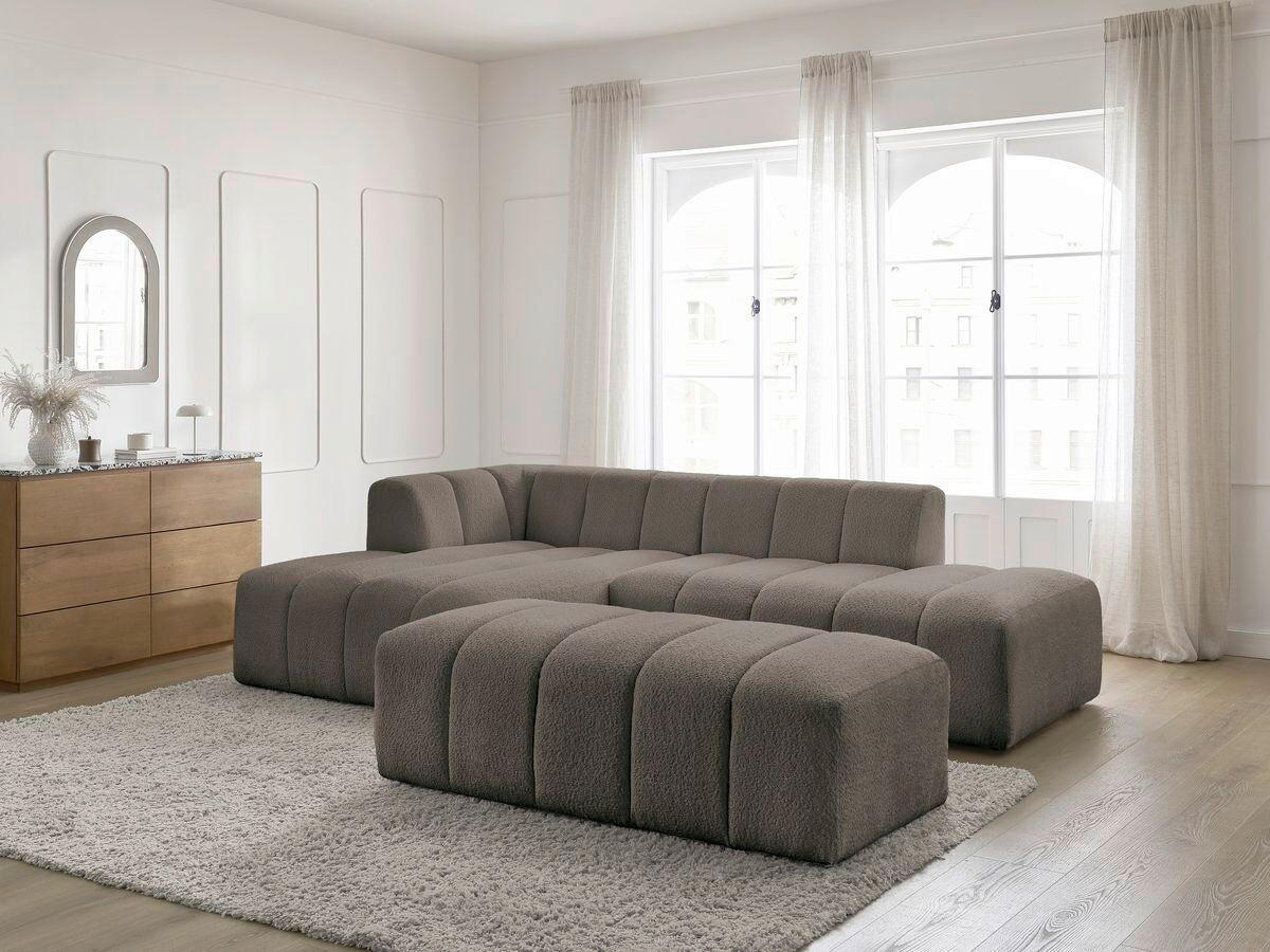 ECKSOFA  ANNECY Taupe Bouclé  - Taupe/Schwarz, MODERN, Kunststoff/Textil (170/262cm)