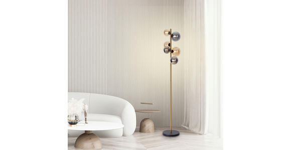 LED-STEHLEUCHTE 28,5/26,5/155 cm - Messingfarben/Bernsteinfarben, LIFESTYLE, Glas/Metall (28,5/26,5/155cm) - Dieter Knoll
