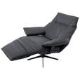 RELAXSESSEL in Leder Dunkelgrau  - Dunkelgrau/Beige, Design, Leder/Metall (92/79/82cm) - Dieter Knoll