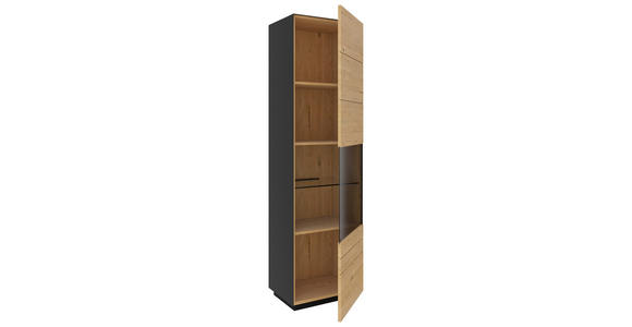 VITRINE in massiv Wildeiche Anthrazit, Wildeiche - Wildeiche/Anthrazit, Natur, Glas/Holz (56/200/40cm) - Dieter Knoll