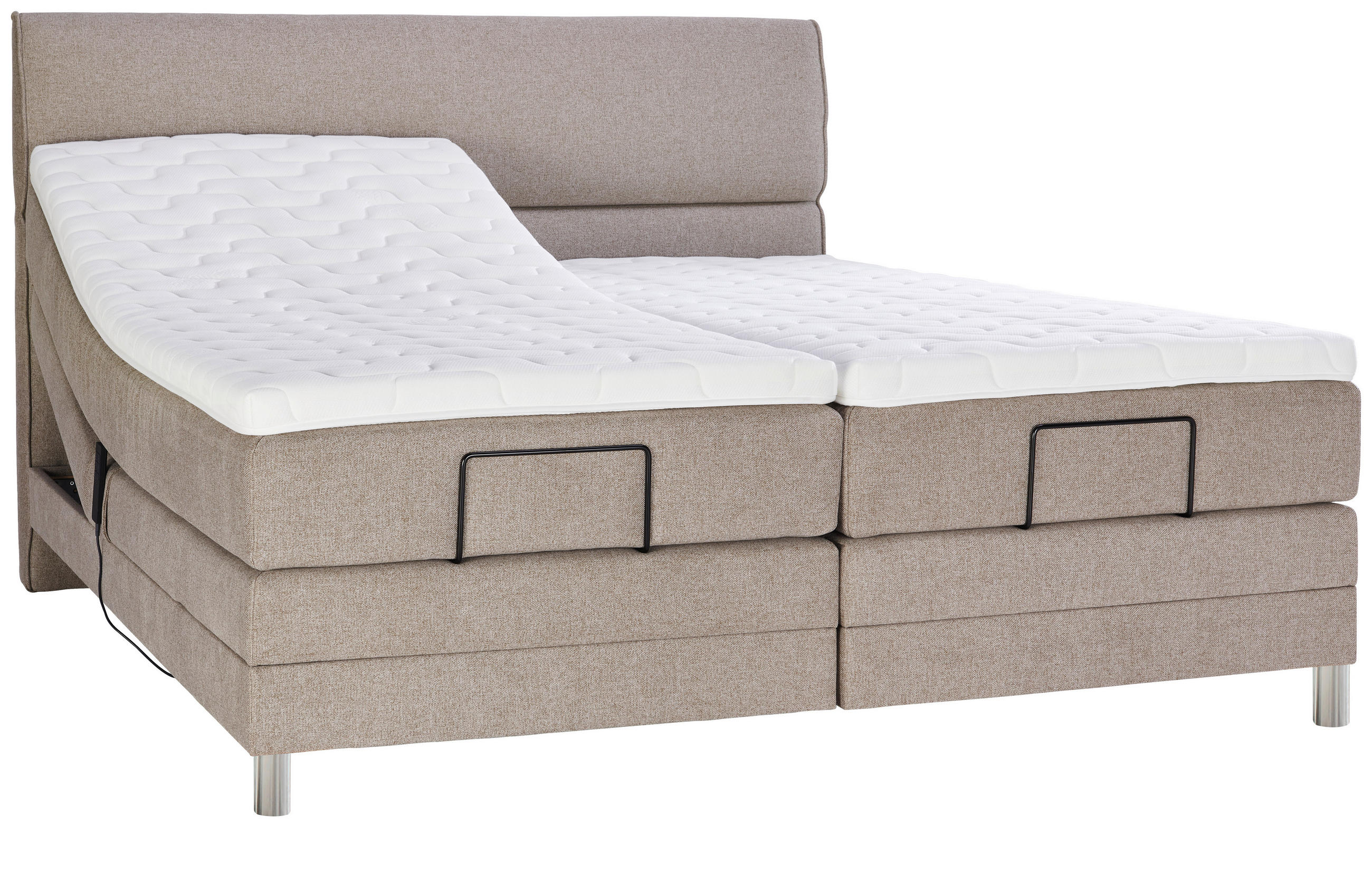 BOXSPRINGBETT 160/200 cm  in Hellbraun  - Chromfarben/Hellbraun, KONVENTIONELL, Kunststoff/Textil (160/200cm) - Voleo