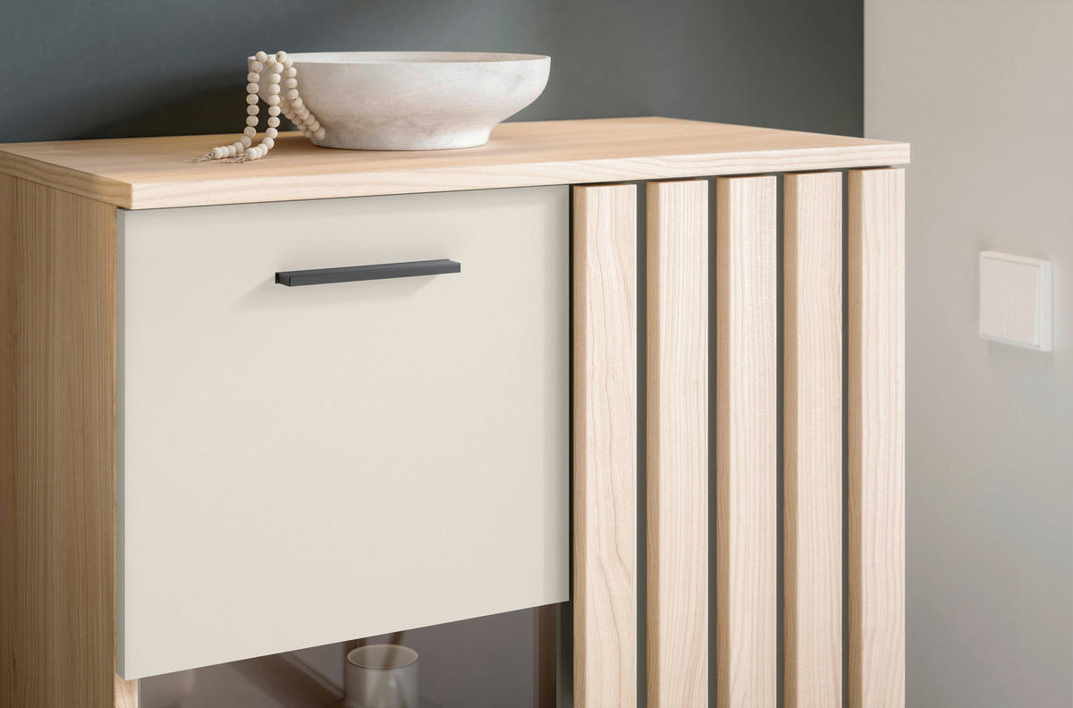 REGAL ZA DNEVNI BORAVAK boje hrasta, kašmir   - kašmir/boje hrasta, Moderno, staklo/drvni materijal (290/190/40cm) - Hom`in