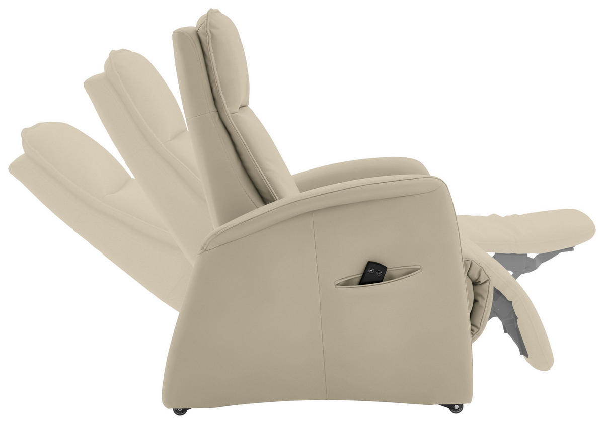 FERNSEHSESSEL in Creme, Naturfarben  - Creme/Schwarz, Design, Leder/Kunststoff (79/114/87-176cm) - Valdera