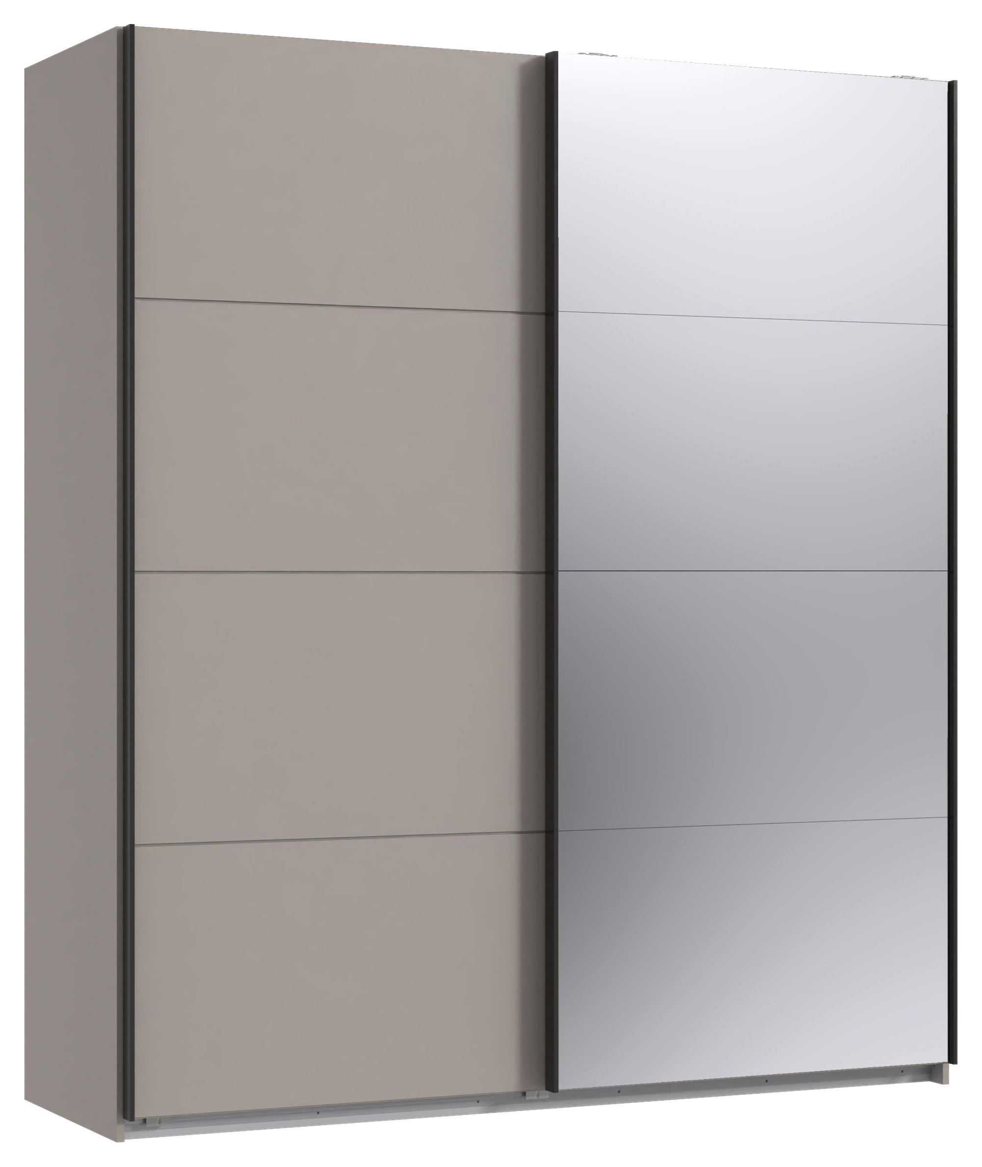 SCHWEBETÜRENSCHRANK Graphitfarben, Sahara  - Schwarz/Graphitfarben, Design, Glas/Holzwerkstoff (180/208/65cm) - Carryhome