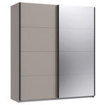 SCHWEBETÜRENSCHRANK  in Graphitfarben, Sahara  - Schwarz/Graphitfarben, Design, Glas/Holzwerkstoff (180/208/65cm) - Carryhome