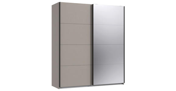 SCHWEBETÜRENSCHRANK  in Graphitfarben, Sahara  - Schwarz/Graphitfarben, Design, Glas/Holzwerkstoff (180/208/65cm) - Carryhome