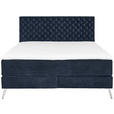 BOXSPRINGBETT 160/200 cm  in Dunkelblau  - Chromfarben/Dunkelblau, Design, Textil/Metall (160/200cm) - Xora