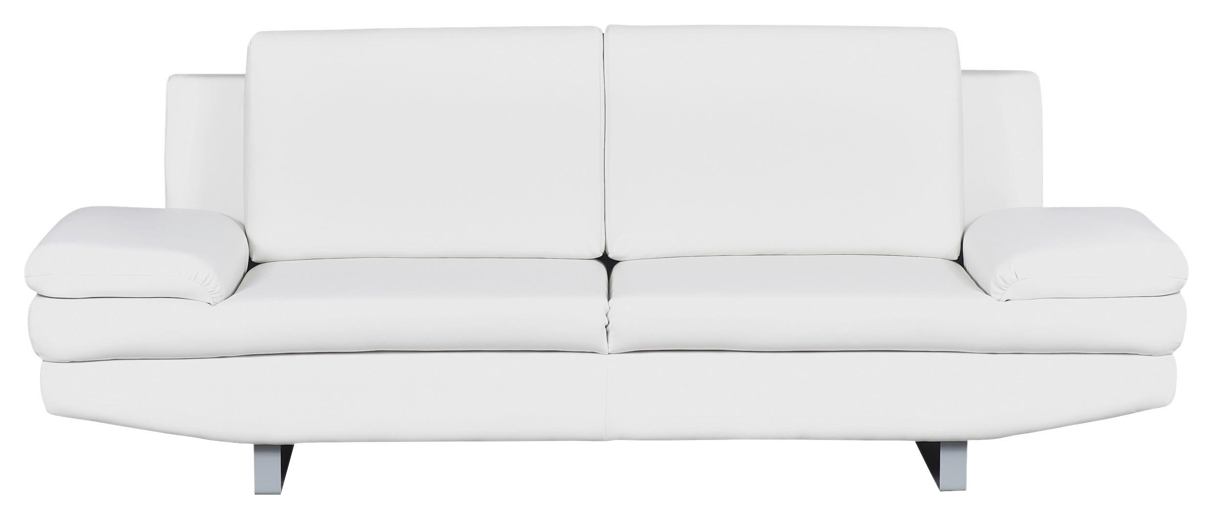 3-SITZER-SOFA Lederlook Weiß  - Weiß/Grau, Design, Textil/Metall (218/78/88cm) - MID.YOU