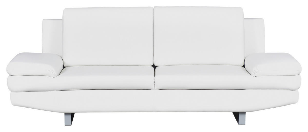 3-SITZER-SOFA in Lederlook Weiss  - Weiss/Grau, Design, Textil/Metall (218/78/88cm) - MID.YOU