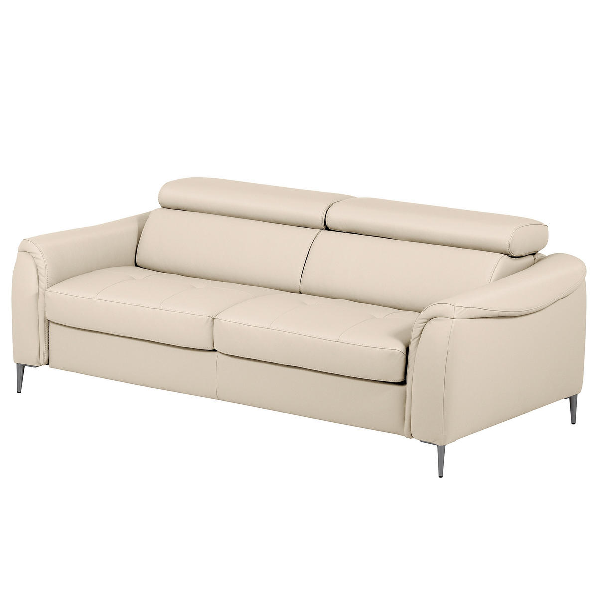 SCHLAFSOFA PAFOS Beige Echtleder Lederlook  - Beige/Schwarz, Design, Leder/Textil (203/77-98/103cm) - MID.YOU