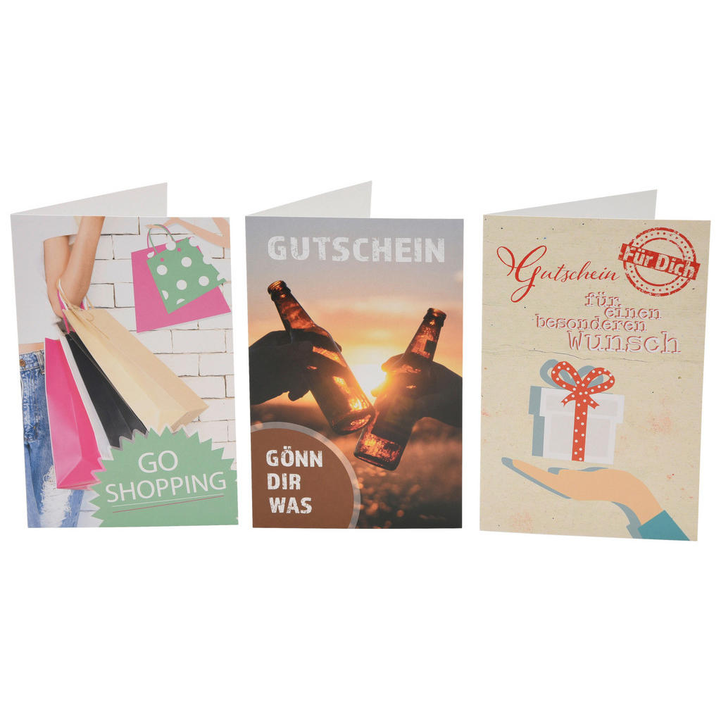 Gutscheinkarte Versch. Motive 11,5x17 cm mit Kuvert