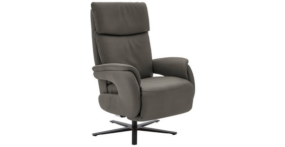 RELAXSESSEL in Leder Dunkelgrau - Dunkelgrau/Schwarz, Design, Leder/Metall (70/117/85cm) - Dieter Knoll