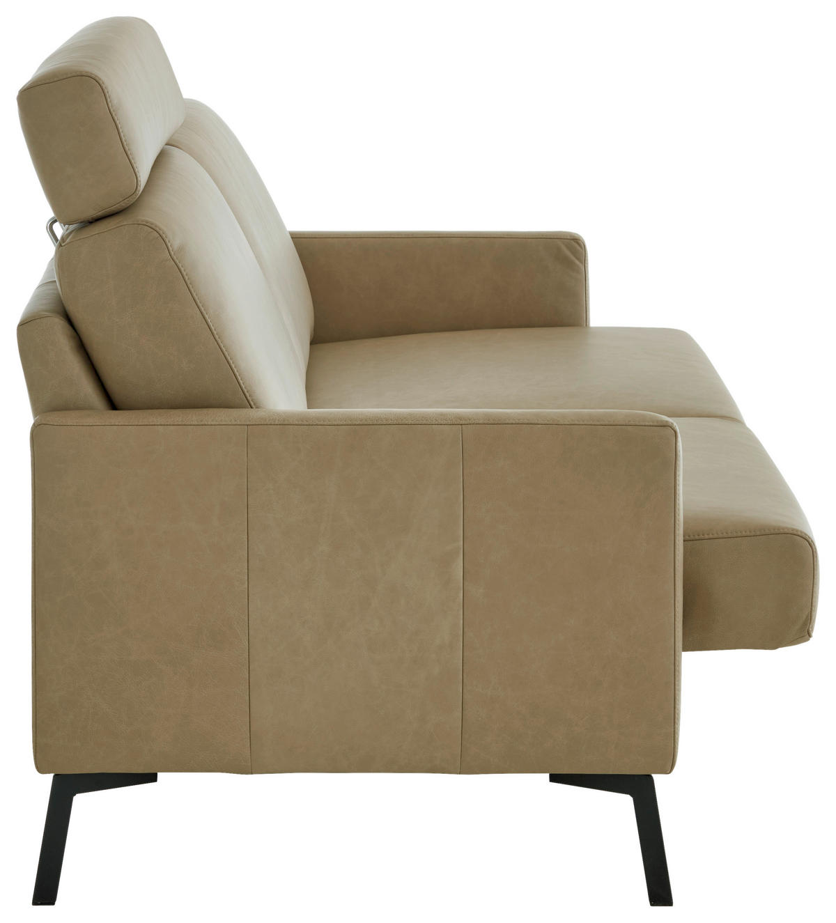 3-SITZER-SOFA Echtleder Taupe  - Taupe/Schwarz, Konventionell, Leder/Metall (200/88/88cm) - Pure Home Comfort