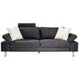 3-SITZER-SOFA in Mikrofaser Grau  - Chromfarben/Beige, Design, Textil/Metall (234/86/97cm) - Hom`in