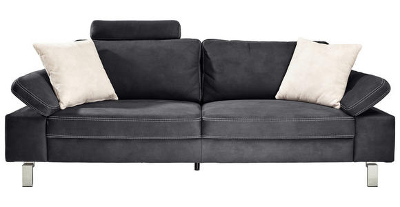 3-SITZER-SOFA in Mikrofaser Grau  - Chromfarben/Beige, Design, Textil/Metall (234/86/97cm) - Hom`in