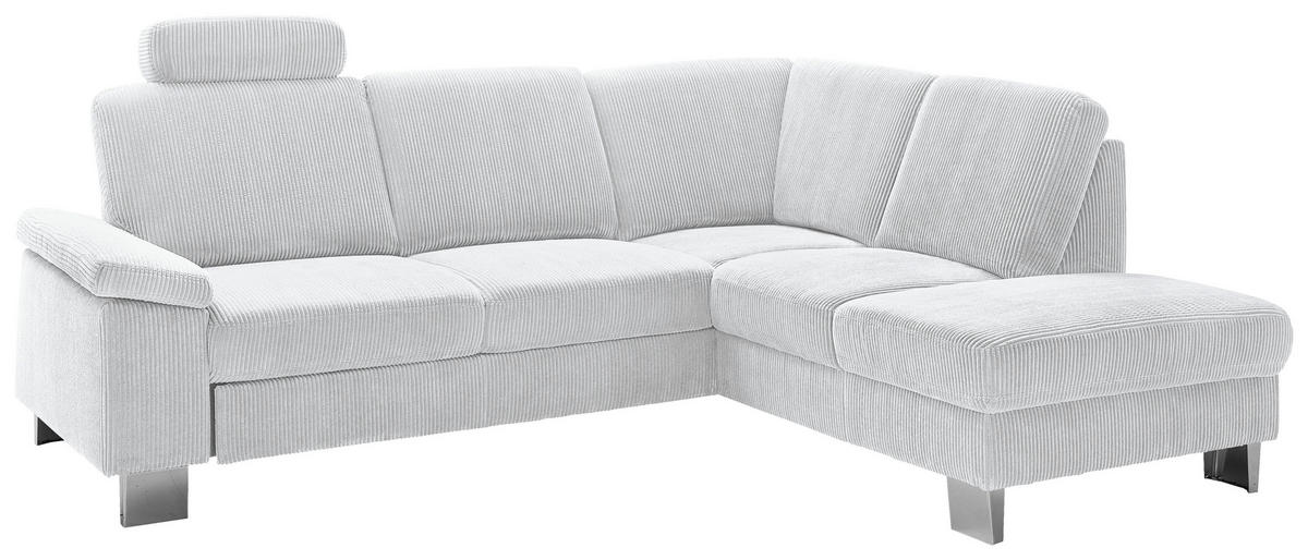 ECKSOFA in Cord Silberfarben  - Edelstahlfarben/Silberfarben, Konventionell, Textil/Metall (248/200cm) - Beldomo System