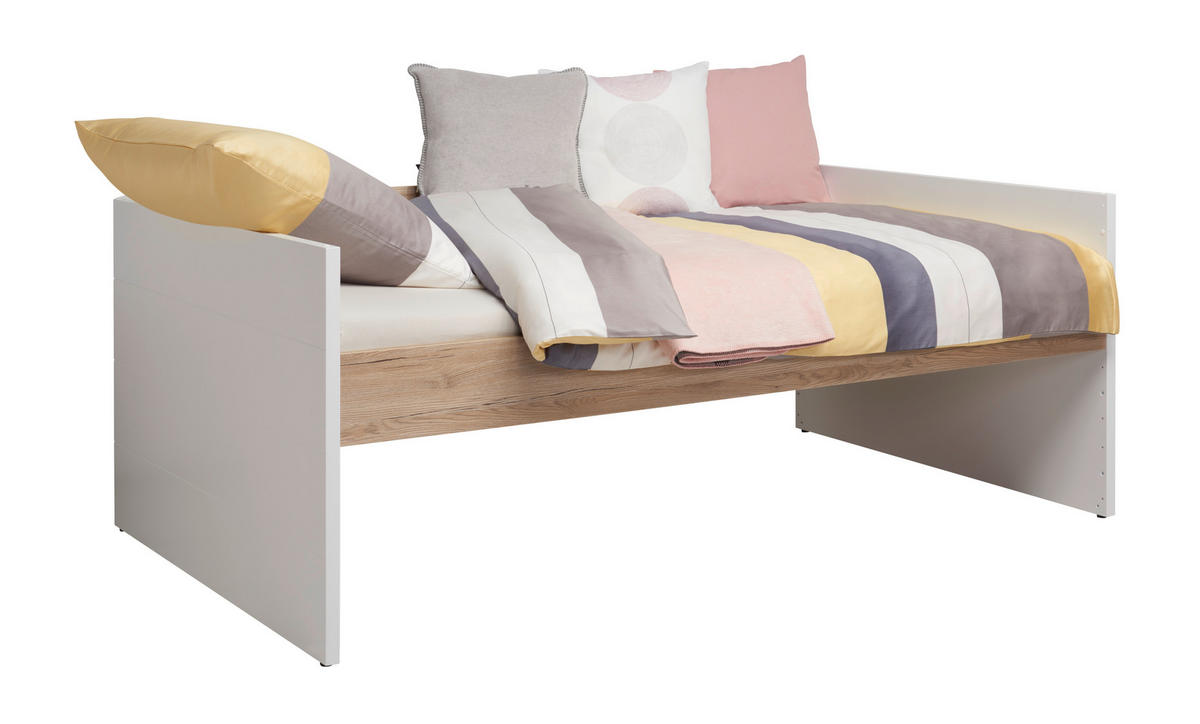 BETT 120/200 cm,  in Weiß, Eichefarben,  - Eichefarben/Weiß, Design (120/200cm) - Paidi