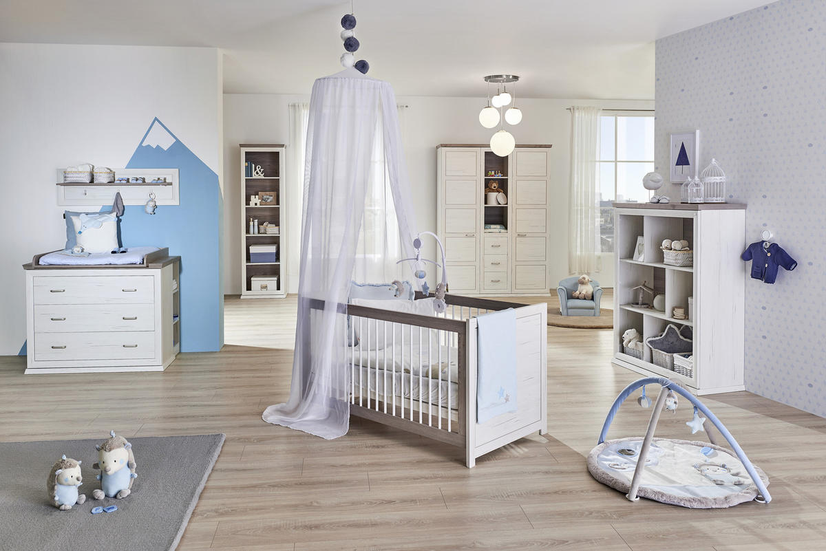 BABYKLEIDERSCHRANK Camron Grau, Weiß  - Weiß/Grau, Natur, Holzwerkstoff/Kunststoff (154/209,2/60,2cm) - My Baby Lou