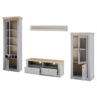 WOHNWAND 4-teilig  in Eichefarben, Hellgrau  291/201/44 cm  - Eichefarben/Silberfarben, Design, Holzwerkstoff/Metall (291/201/44cm) - MID.YOU