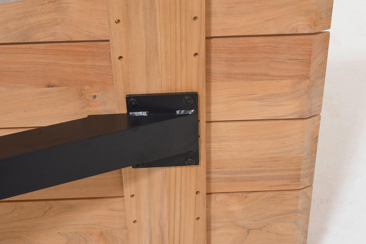 GARTENTISCH Metall Dunkelgrau, Teakfarben rechteckig  - Dunkelgrau/Teakfarben, Design, Holz/Metall (216/99/75cm) - Amatio