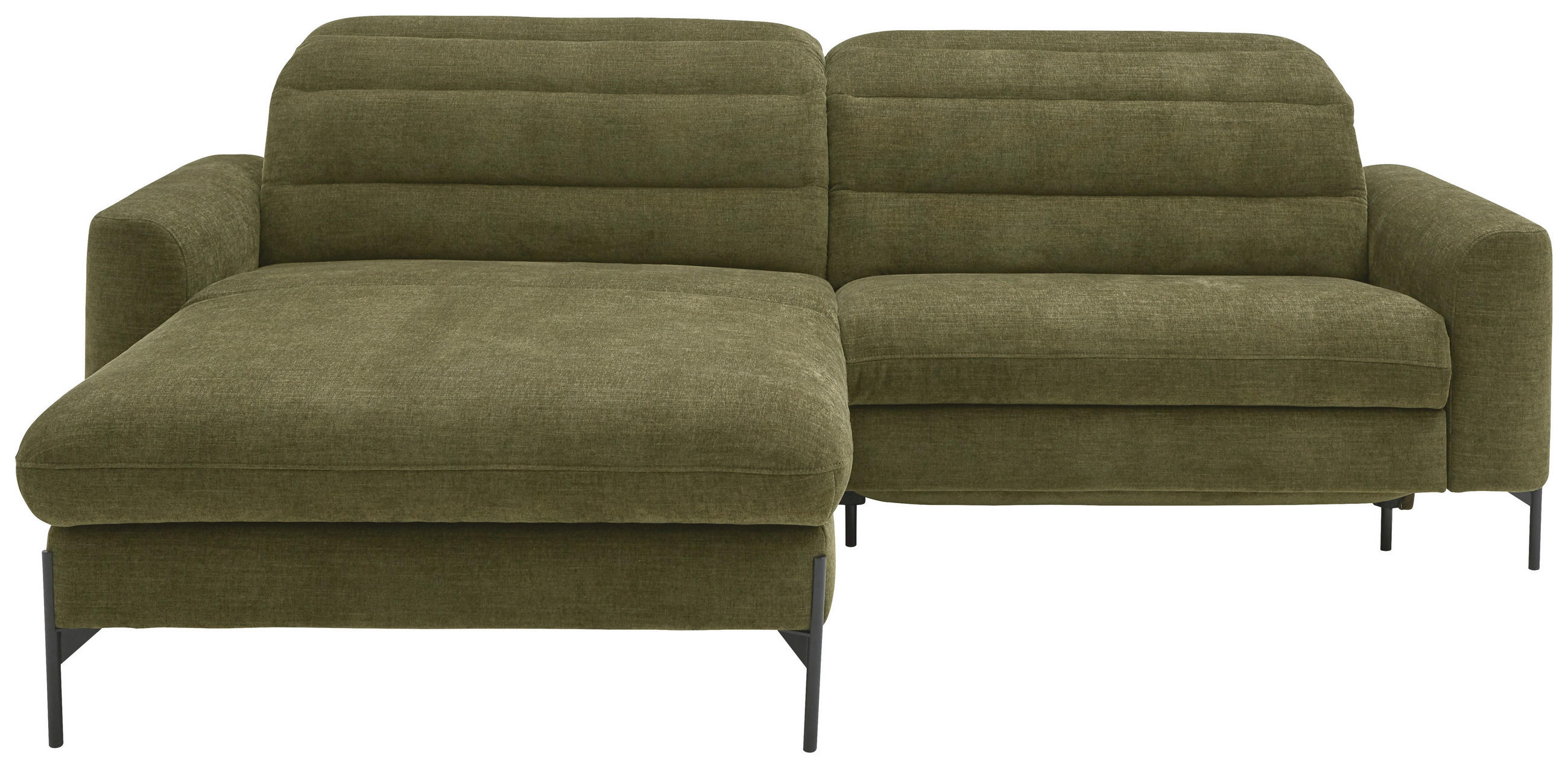 ECKSOFA Olivgrün Flachgewebe  - Schwarz/Olivgrün, Design, Textil/Metall (191/252cm) - Dieter Knoll