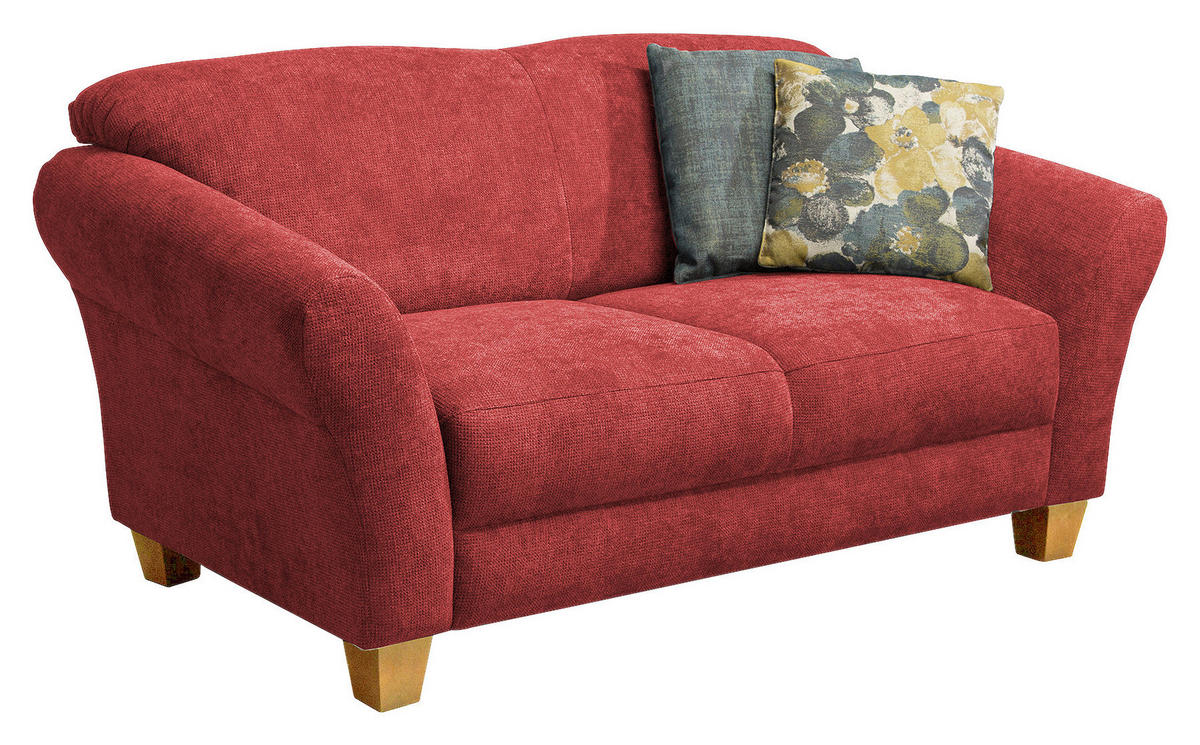 2-SITZER-SOFA in Flachgewebe Rot  - Rot/Naturfarben, Konventionell, Holz/Textil (163/84/89cm) - Sit & More