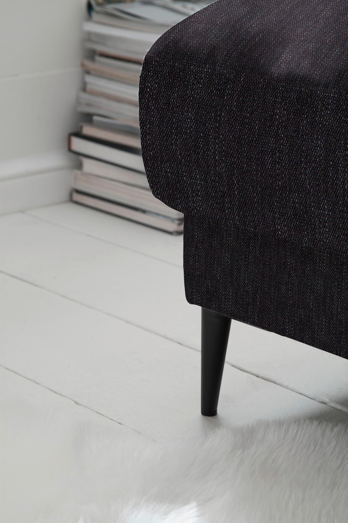 ECKSOFA in Flachgewebe Schwarz  207/296 cm  - Schwarz, Design, Textil/Metall (207/296cm) - Dieter Knoll