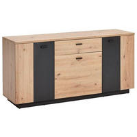 KOMODA, antracit, barve hrasta  - črna/barve hrasta, Design, kovina/leseni material (150/73/44cm) - Hom`in