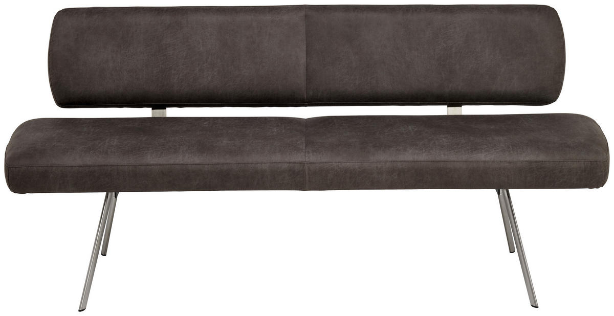 SITZBANK 150/85/56 cm  in Grau, Edelstahlfarben  - Edelstahlfarben/Grau, Design, Textil/Metall (150/85/56cm) - Venjakob