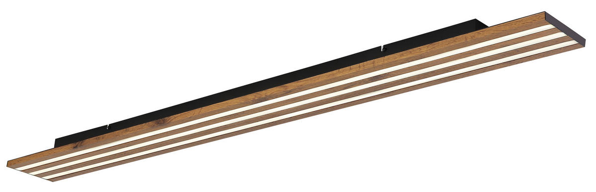 LED-DECKENLEUCHTE Hayden 150/14/6 cm  - Dunkelbraun/Opal, Design, Holzwerkstoff/Kunststoff (150/14/6cm) - Globo