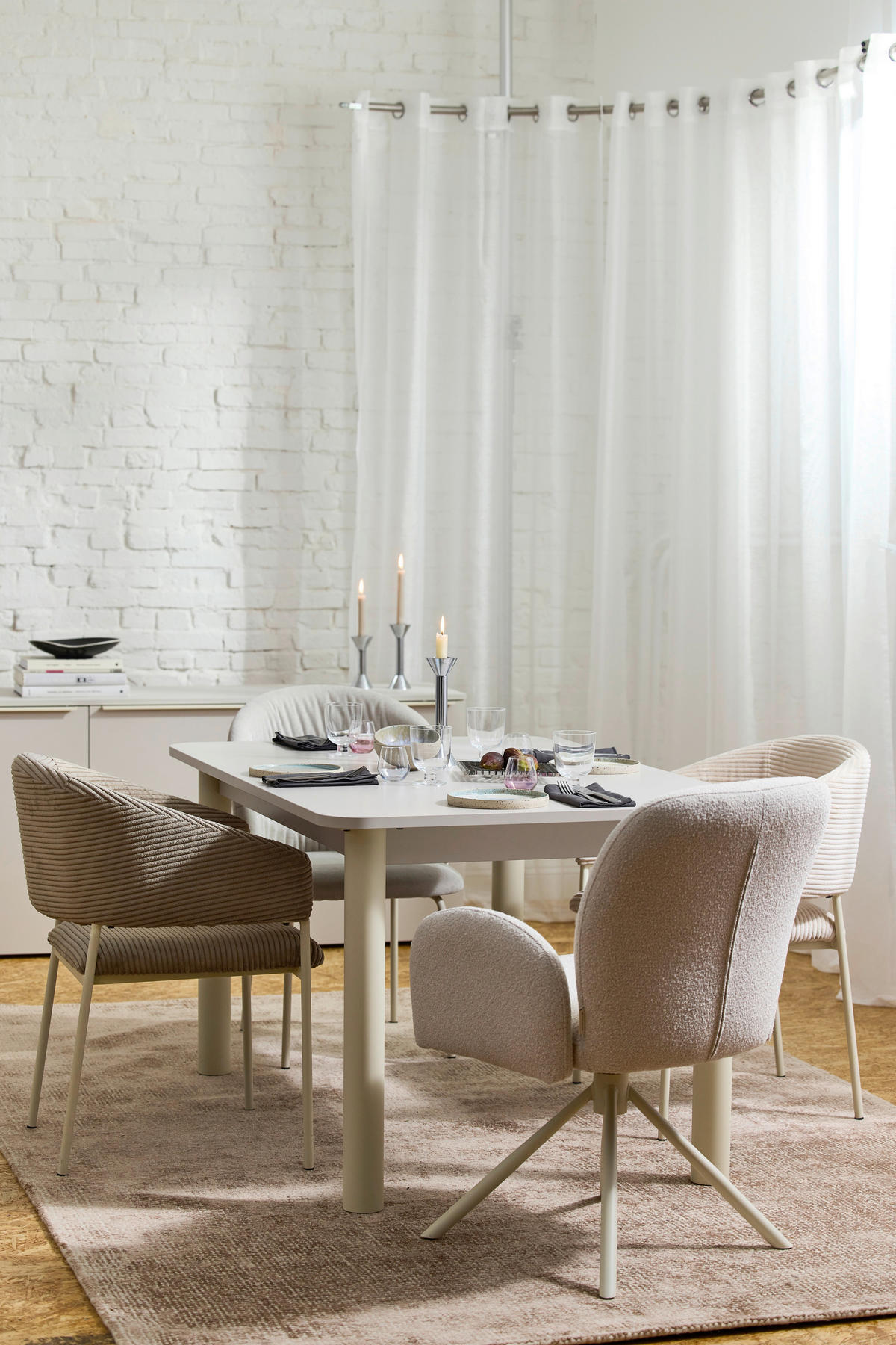 ARMLEHNSTUHL  in Stahl Webstoff, Bouclé  - Perlmutt/Weiß, Basics, Textil/Metall (63/87/63,5cm) - Tom Tailor