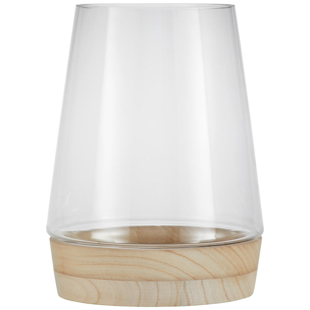 Thumbnail - Ambia Home Windlicht, Natur, Glas, Holz, Paulownia, massiv, Uni, rund, 28 cm, Glaseinsatz, Dekoration, Windlichter & Lat...