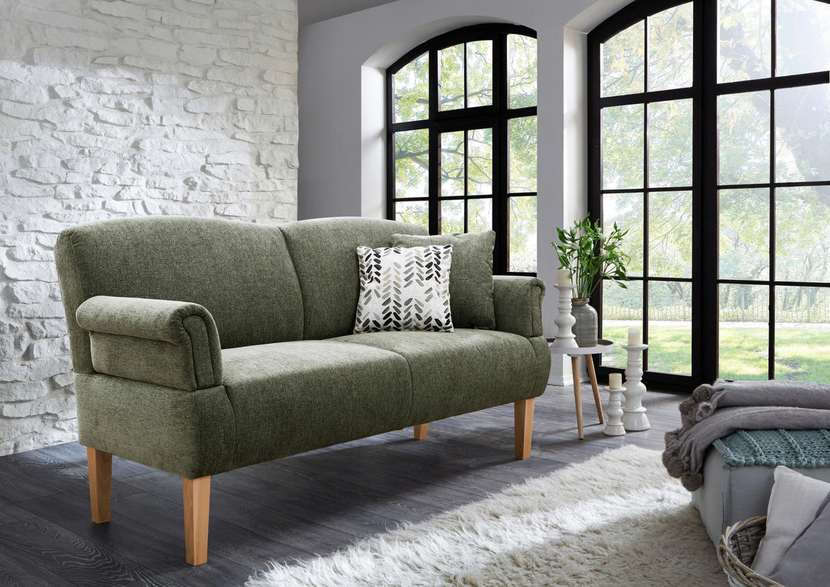 KÜCHENSOFA  - Naturfarben/Grün, ROMANTIK / LANDHAUS, Holz/Textil (181/98/81cm) - Cantus