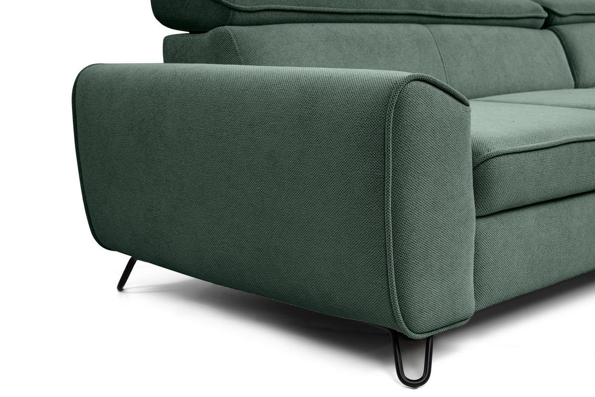 ECKSOFA in Flachgewebe Waldgrün  - Waldgrün/Schwarz, Design, Textil/Metall (250/200cm) - Stylife