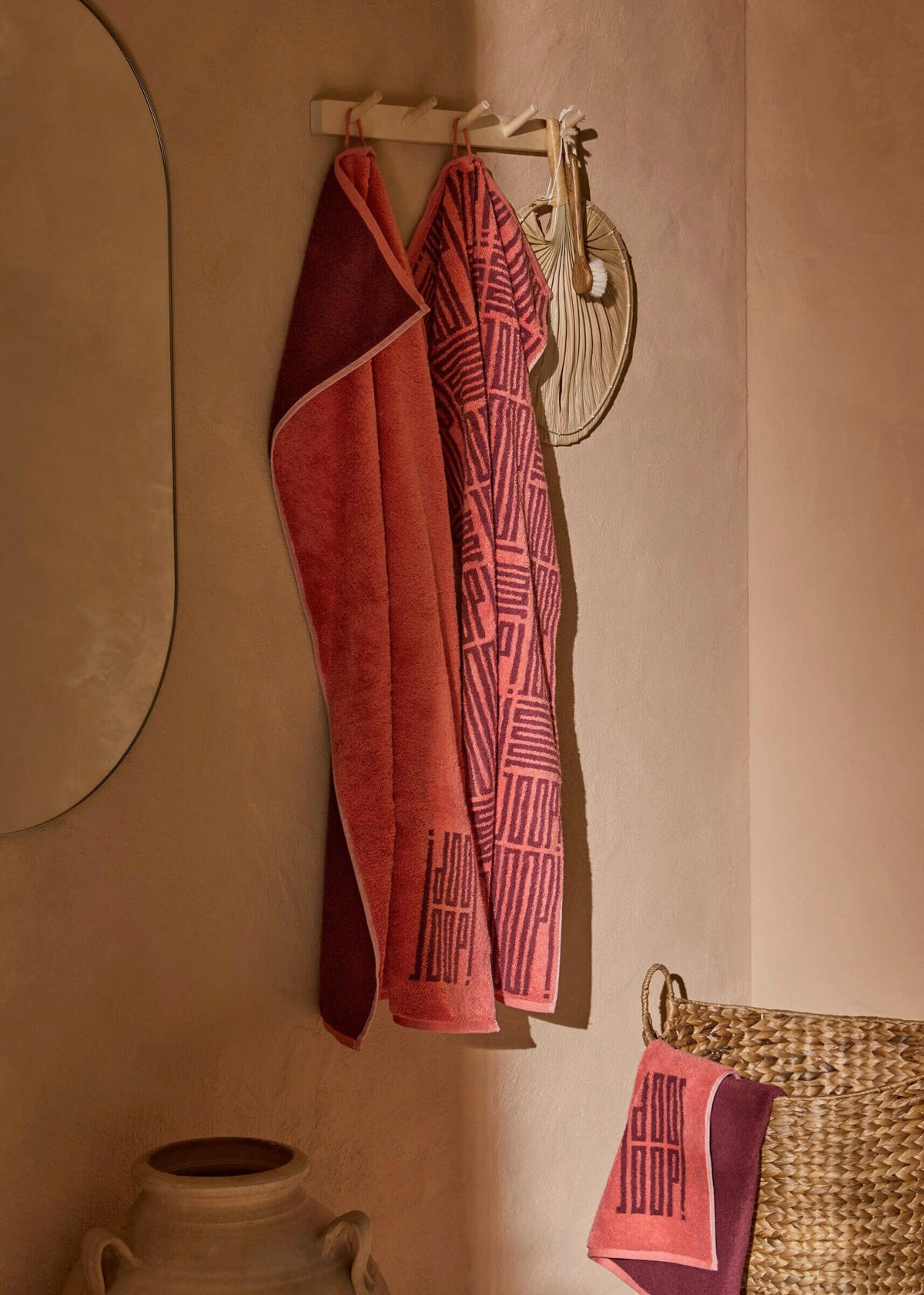 HANDTUCHSET JOOP! BARS Dunkelrot 2-teilig  - Dunkelrot, Basics, Textil (50/100cm) - Joop! Living
